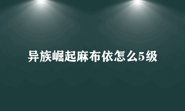 异族崛起麻布依怎么5级