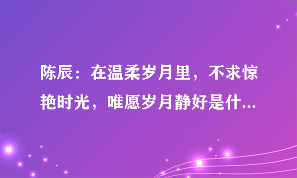 陈辰：在温柔岁月里，不求惊艳时光，唯愿岁月静好是什么意思？