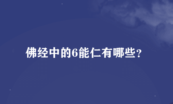 佛经中的6能仁有哪些？