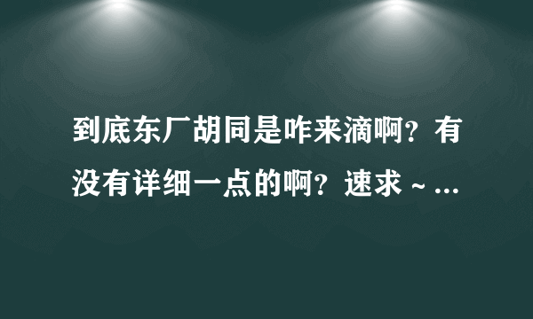 到底东厂胡同是咋来滴啊？有没有详细一点的啊？速求～越快越好！‘