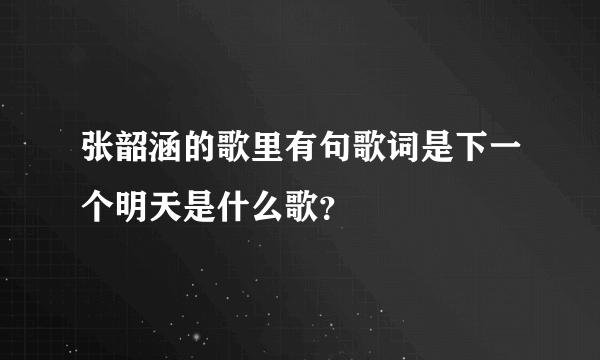 张韶涵的歌里有句歌词是下一个明天是什么歌？