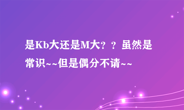 是Kb大还是M大？？虽然是常识~~但是偶分不请~~