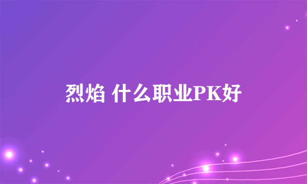 烈焰 什么职业PK好