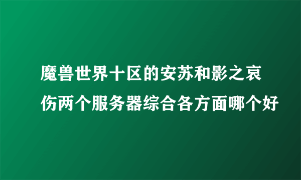 魔兽世界十区的安苏和影之哀伤两个服务器综合各方面哪个好