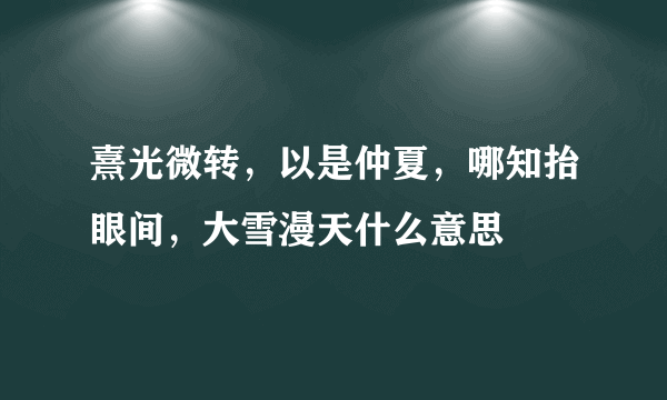 熹光微转，以是仲夏，哪知抬眼间，大雪漫天什么意思