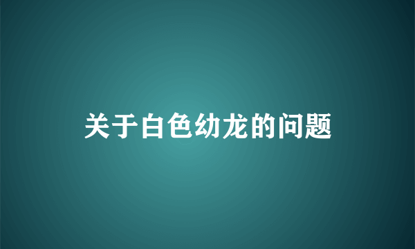 关于白色幼龙的问题