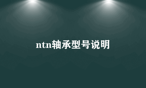 ntn轴承型号说明