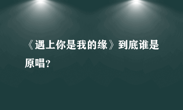 《遇上你是我的缘》到底谁是原唱？