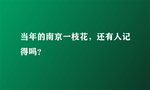 当年的南京一枝花，还有人记得吗？