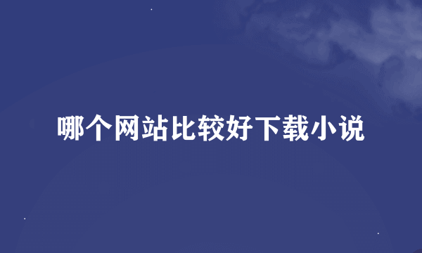 哪个网站比较好下载小说