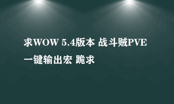 求WOW 5.4版本 战斗贼PVE一键输出宏 跪求