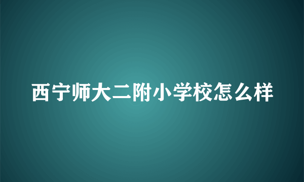 西宁师大二附小学校怎么样