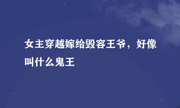 女主穿越嫁给毁容王爷，好像叫什么鬼王