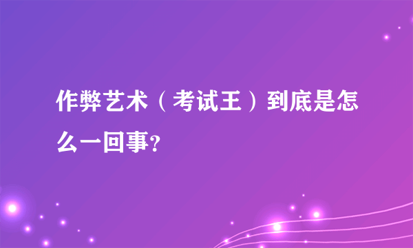 作弊艺术（考试王）到底是怎么一回事？