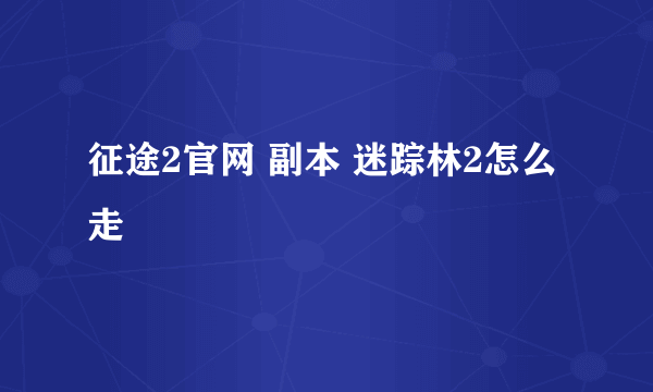 征途2官网 副本 迷踪林2怎么走