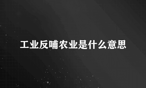 工业反哺农业是什么意思