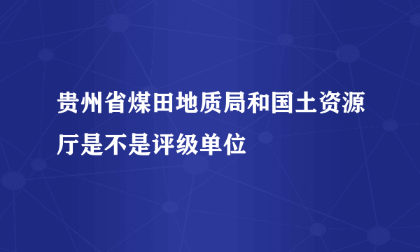 贵州省煤田地质局和国土资源厅是不是评级单位