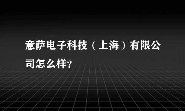 意萨电子科技（上海）有限公司怎么样？