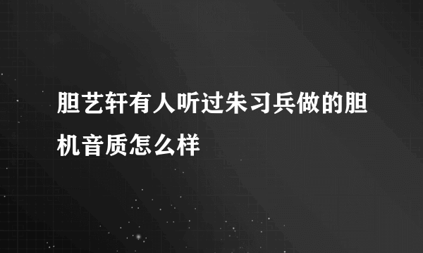 胆艺轩有人听过朱习兵做的胆机音质怎么样