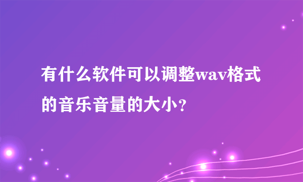 有什么软件可以调整wav格式的音乐音量的大小？