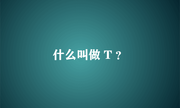 什么叫做 T ？