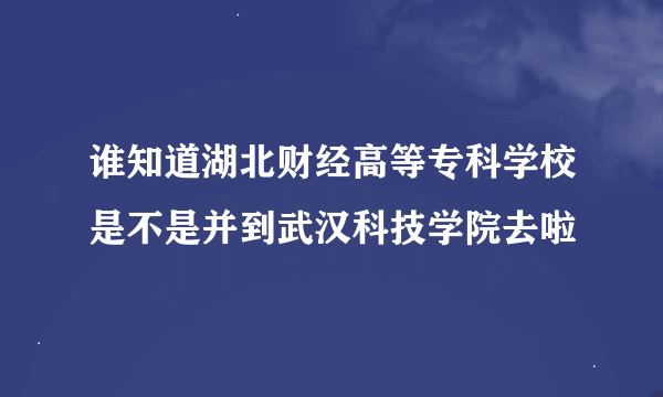 谁知道湖北财经高等专科学校是不是并到武汉科技学院去啦