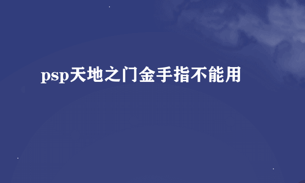 psp天地之门金手指不能用