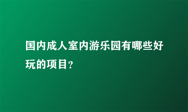 国内成人室内游乐园有哪些好玩的项目？