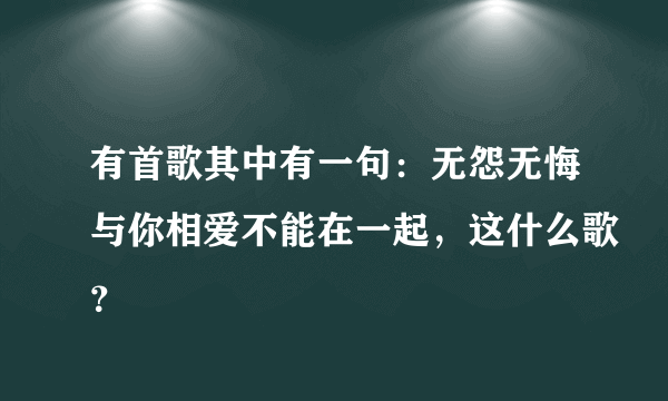 有首歌其中有一句：无怨无悔与你相爱不能在一起，这什么歌？