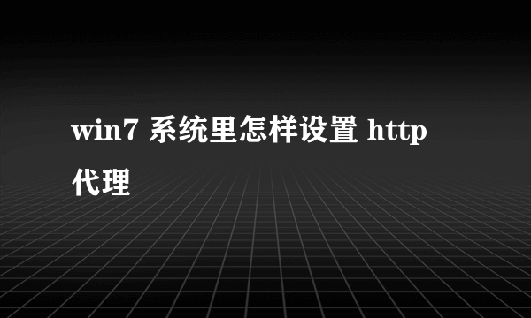 win7 系统里怎样设置 http 代理