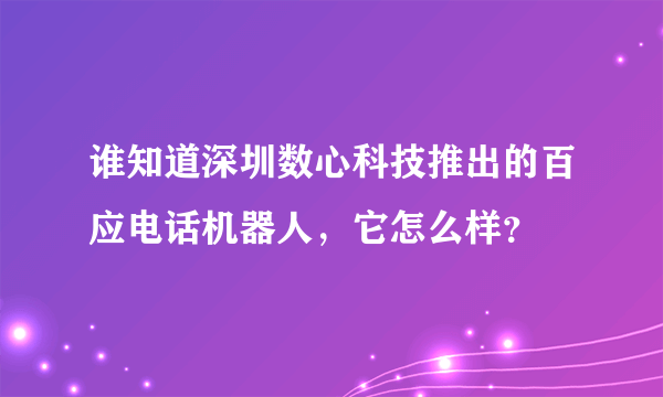 谁知道深圳数心科技推出的百应电话机器人，它怎么样？