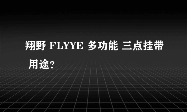 翔野 FLYYE 多功能 三点挂带 用途？