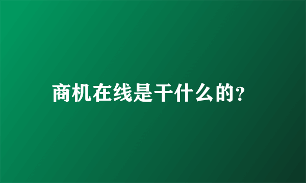 商机在线是干什么的？