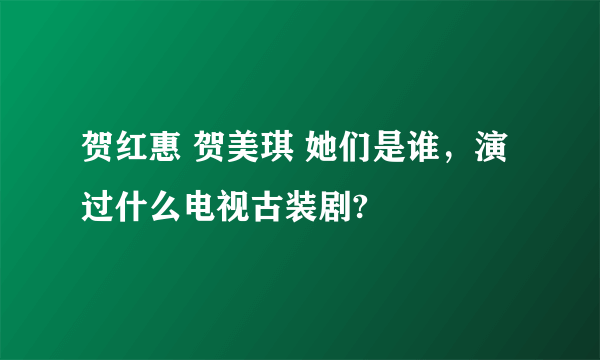 贺红惠 贺美琪 她们是谁，演过什么电视古装剧?