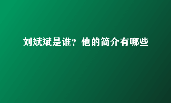 刘斌斌是谁？他的简介有哪些