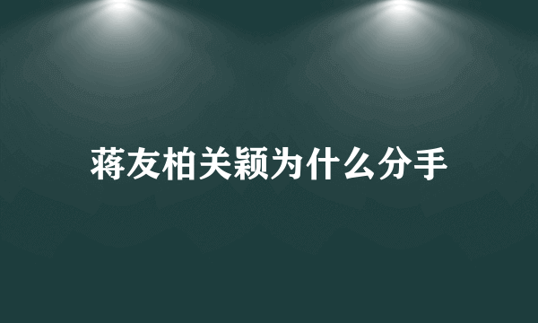 蒋友柏关颖为什么分手