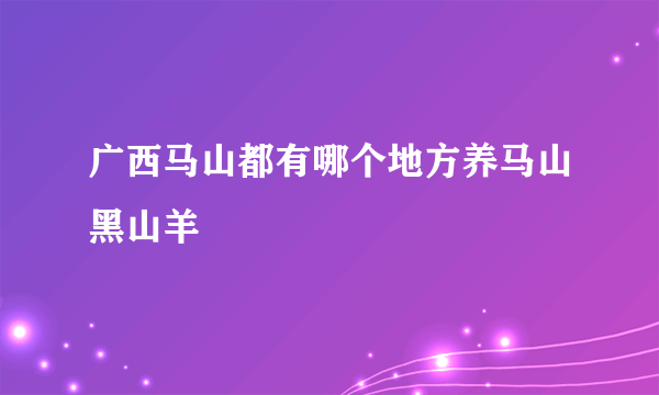 广西马山都有哪个地方养马山黑山羊