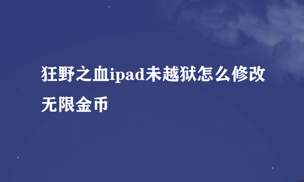 狂野之血ipad未越狱怎么修改无限金币