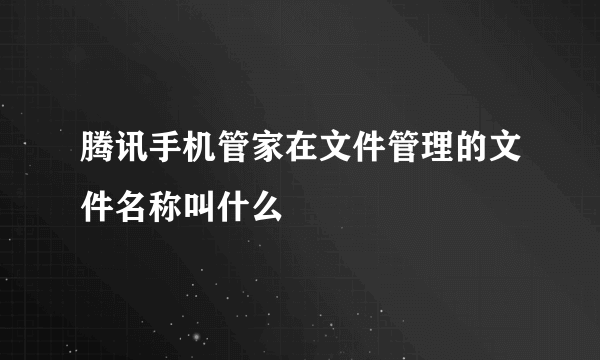 腾讯手机管家在文件管理的文件名称叫什么