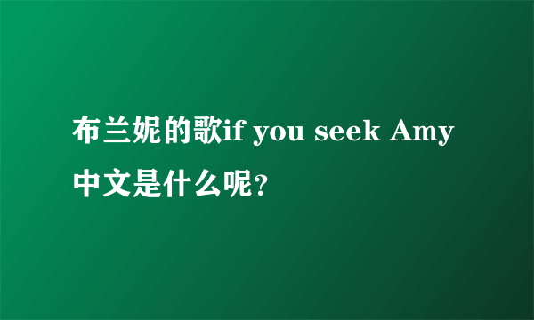 布兰妮的歌if you seek Amy 中文是什么呢？