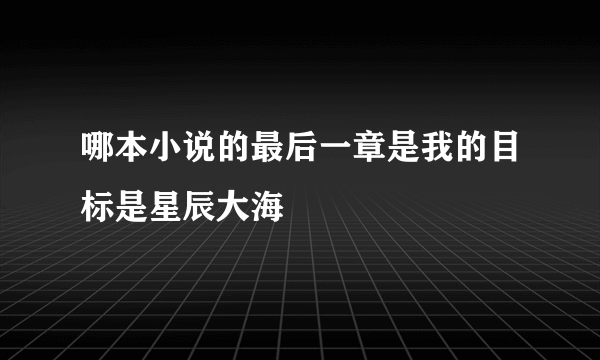 哪本小说的最后一章是我的目标是星辰大海