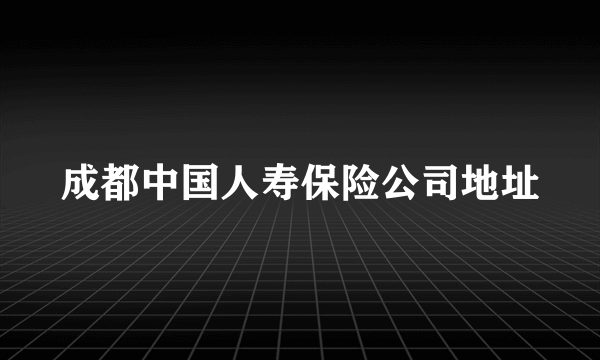 成都中国人寿保险公司地址