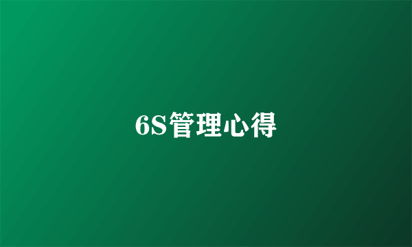 6S管理心得