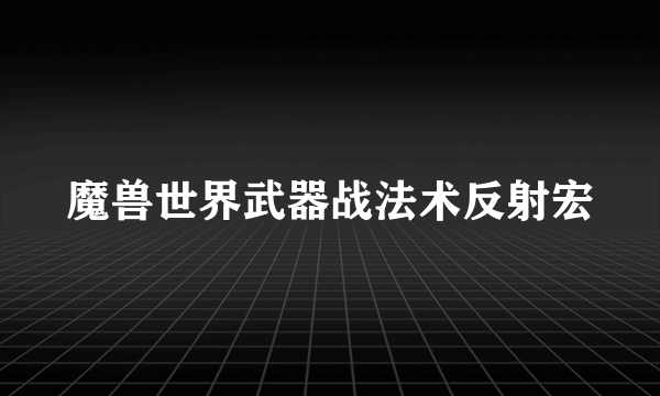 魔兽世界武器战法术反射宏