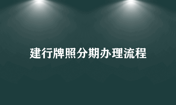 建行牌照分期办理流程