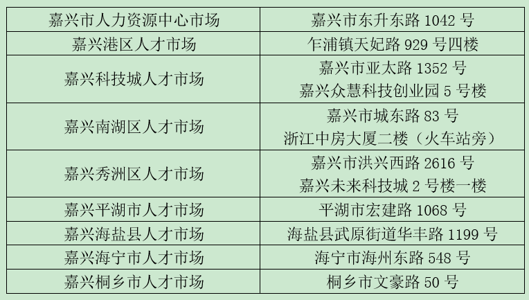 浙江嘉兴有几个人才市场在什么地方