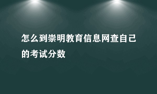 怎么到崇明教育信息网查自己的考试分数