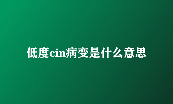 低度cin病变是什么意思