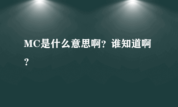 MC是什么意思啊？谁知道啊？