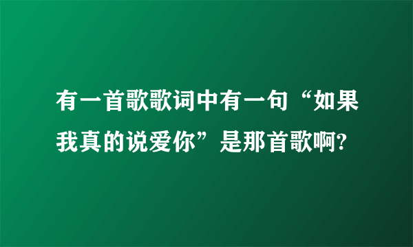 有一首歌歌词中有一句“如果我真的说爱你”是那首歌啊?